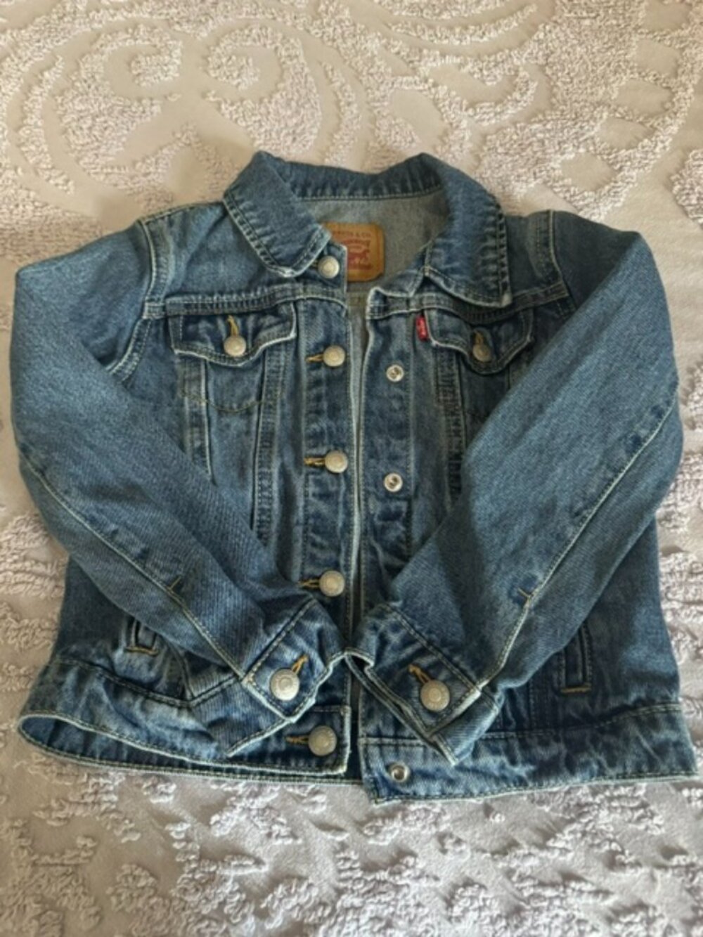 Girls Denim Levi Jacket Size 6 Snap Up
